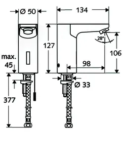 SCHELL Waschtisch-Arm. CELIS E HD-K, Elektron. Kaltwasser, ohne Stromversorgung, chrom – Bild 2