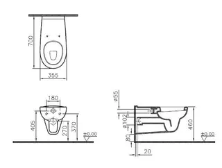 VitrA Flachspüler-Wand-WC Conforma barrierefrei 355 x 700 mm Weiß Hochglanz – Bild 2