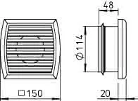 Helios ZLA 125 FB, Fassadenblende zu ZLA 125, inkl. Insektenschutzgitter – Bild 2