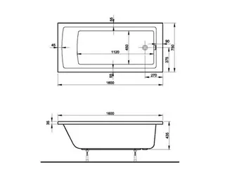 VitrA Badewanne Integra 1600 x 750 mm Körperformwanne Einbauversion Weiß – Bild 2
