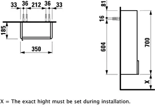Laufen Halb-HS BASE 185x350x700 1 Tür Scharn. rechts 2 Ablg. m.Griff weiß matt – Bild 2