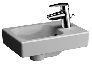 VT Handwaschbecken Options 385 x 250 mm Hahnloch rechts Überlauf Weiß Hochglanz