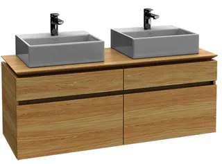 Villeroy & Boch WTUS Legato B669 1400x550x500mm m. Bel. 4 Ausz. für 2 Waschtisch Black Matt Lacquer