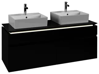 Villeroy & Boch WTUS Legato B669 1400x550x500mm m. Bel. 4 Ausz. für 2 Waschtisch Black Matt Lacquer – Bild 2