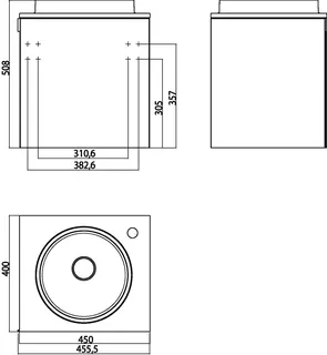 Emco Gäste-Waschtisch evo 27411 Bohrung rechts, Griff links 450 mm optiwhite – Bild 2