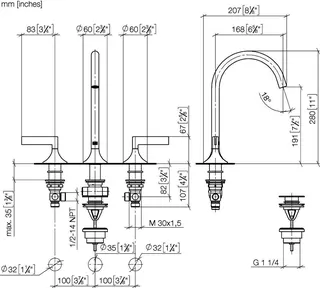 Dornbracht Waschtisch-Dreilochbatterie mit Ablaufgarnitur VAIA 20713819 Chrom – Bild 3