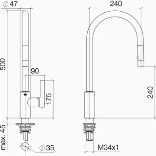 Dornbracht Einhebelmischer Pull-down mit Brausefunktion TARA ULTRA 33870875 Chrom – Bild 3