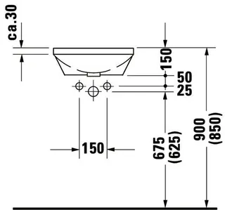 Duravit Einbauwaschtisch Architec 400 mm EB v.unten, ohne ÜL, ohne HLB, weiß – Bild 2