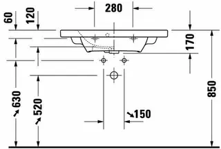 Duravit Möbelwaschtisch DuraStyle 785 mm mit ÜL, mit HLB, 1 HL, weiß – Bild 4
