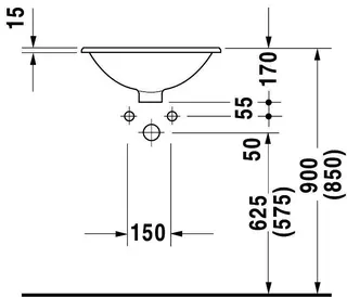 Duravit Einbauwaschtisch Architec 470 mm EB v.ob.,m.ÜL,o.HLB,u.glasiert,weiß – Bild 4