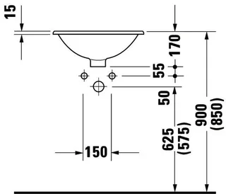 Duravit Einbauwaschtisch Architec 470 mm EB v.ob.,m.ÜL,o.HLB,u.glasiert,weiß – Bild 5