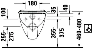 Duravit Wand-WC D-Code Vital 700 mm Tiefspüler,barrierefrei,weiß,HYG – Bild 4