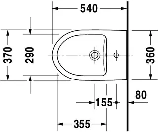 Wand-Bidet Duravit No.1 540mm weiß, m.ÜL, m.HLB, 1HL – Bild 4