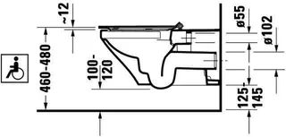 Duravit Wand-WC DuraStyle Vital 700 mm Tiefspüler, rimless, Durafix, weiß – Bild 4