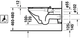 Duravit Wand-WC DuraStyle Vital 700 mm Tiefspüler, rimless, Durafix, weiß WG – Bild 5
