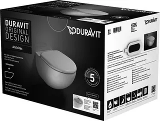 Duravit Wand-WC Set Architec, Weiß, rimless Tiefspüler inkl.WC-Sitz 0069690000