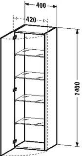 Duravit Hochschrank DuraStyle 360x400x1400mm 1 Tür,TA rechts,weiß hochgl./basalt matt – Bild 2