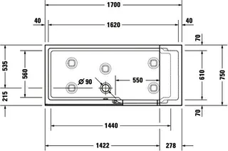 Duravit Shower+Bath Badewanne 1700x750 Nische Rückenschr.1 Rechts, Mineralg.Weiß – Bild 3