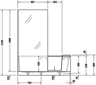 Duravit Shower+Bath Badewanne 1700x750 Nische Rückenschr.1 Rechts, Mineralg.Weiß – Bild 4