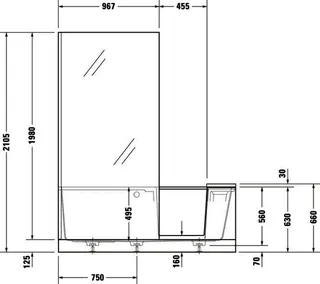 Duravit Shower+Bath Badewanne 1700x750 Nische Rückenschr.1 Rechts, Mineralg.Weiß – Bild 5