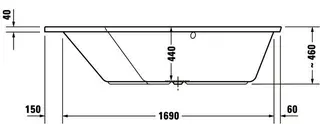 Duravit Paiova 5 Badew. 1900x1400 Einbau Ecke L,Rückenschr. 2 Links, Weiß – Bild 2