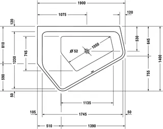 Duravit Paiova 5 Badew. 1900x1400 Einbau Ecke L,Rückenschr. 2 Links, Weiß – Bild 4