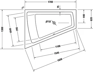 Duravit Whirlwanne Paiova 1700x1300mm, weiß Einbauversion, Ecke li. Jet-System – Bild 4