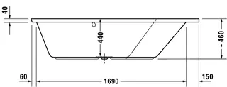 Duravit Paiova 5 Badew. 1900x1400 Einbau Ecke R,Rückenschr. 2 Rechts, Weiß – Bild 3