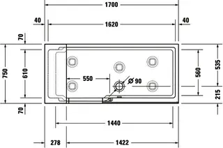 Duravit Shower+Bath Badewanne 1700x750 Ecke R Rückenschr.1 Links, Mineralg.Weiß – Bild 3
