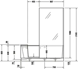 Duravit Shower+Bath Badewanne 1700x750 Ecke R Rückenschr.1 Links, Mineralg.Weiß – Bild 4