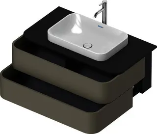 DU WTU HappyD2+ wandh.,408x1000x550mm 2Schubkästen, steingrau seidenm.f.ASB