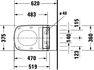 Duravit Wand-WC DuraStyle 620 mm, TS, rimless Durafix, f.SW m.verd.Anschl., weiß – Bild 5