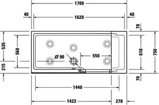 Duravit Shower+Bath Badewanne 1700x750 Ecke L Rückenschr.1 Rechts, Mineralg.Weiß – Bild 3