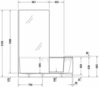 Duravit Shower+Bath Badewanne 1700x750 Ecke L Rückenschr.1 Rechts, Mineralg.Weiß – Bild 4