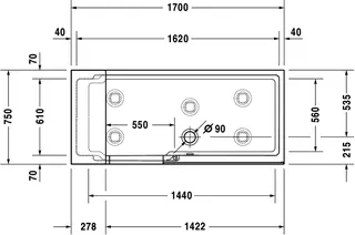 Duravit Shower+Bath Badewanne 1700x750 Ecke R Rückenschr.1 Links, Mineralg.Weiß – Bild 5