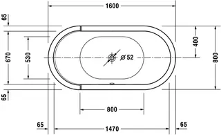 Duravit Starck Badewanne oval 1600x800 Freist Acrylverkl.,Rückenschr.2 L/R, Weiß – Bild 4