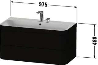 Duravit Waschtischunterbau m. Happy D.2 Plus o.HL.,480x975x490mm, leinen – Bild 3