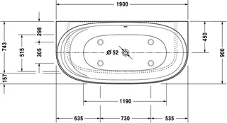 Duravit Cape Cod Whirlw. 1900x900mm Vorwand Nahtl.VK, Rückensch.1,Air-Syst.,Weiß M. – Bild 3