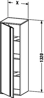 Duravit Hochschrank Ketho 360x400x1320mm 1 Tür, TA rechts, graphit matt – Bild 2