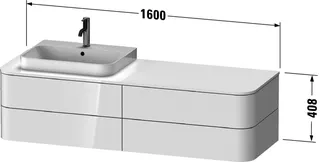 Duravit WTU HappyD2+ wandh.,408x1600x550mm 4Schubk.,BP l.,nordic weiß sdm.f.MWT – Bild 2