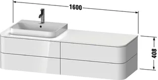 Duravit WTU HappyD2+ wandh.,408x1600x550mm 4Schubk.,BP l.,nordic weiß sdm.f.MWT – Bild 3