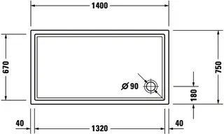Duravit Starck Slimline Duschwanne, Rechteckig, 1400x750x55 mm, Weiß, Sanitä – Bild 5