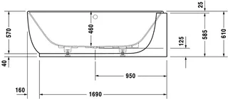 Duravit Luv Whirlw. 1850x950mm, Ecke R Nahtl.VK, Rückenschr.2,Air-Syst.,Weiß M. – Bild 2