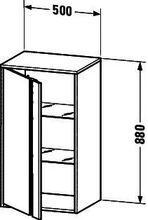 Duravit Halbhochschrank Ketho 360x500x880mm 1 Tür, TA rechts, weiß hochglanz – Bild 2