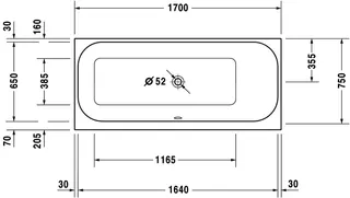 Duravit Happy D.2 Badewanne 1700x750 Einbauversion Rückenschr.1 Pos.R, Weiß – Bild 3