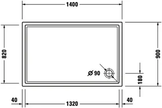 Duravit Starck Slimline Duschwanne, Rechteckig, 1400x900x55 mm, Weiß, Sanitä – Bild 2