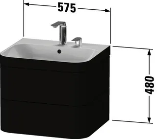 Duravit Waschtischunterbau mit Happy D.2 Plus 1 HL, 480x575x490mm, weiß hochglanz – Bild 2