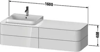 Duravit WTU HappyD2+ wandh.,408x1600x550mm 4Schubk., BP l., nordic weiß sdm f.ASB – Bild 3