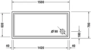 Duravit Starck Slimline Duschwanne, Rechteckig, 1500x700x55 mm, Weiß, Sanitä – Bild 3