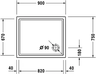 Duravit Starck Slimline Duschwanne, Rechteckig, 900x750x45 mm, Weiß, Sanitär – Bild 2
